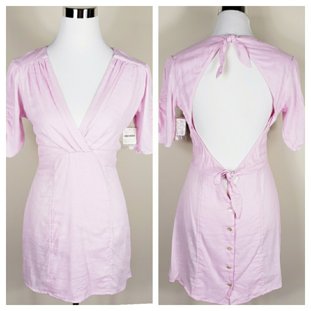 FREE PEOPLE Open Back Tie Mini Dress